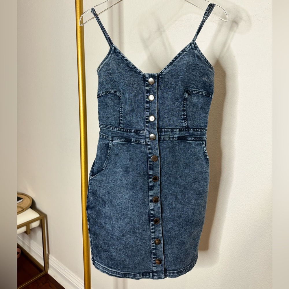 denim dress with button detail